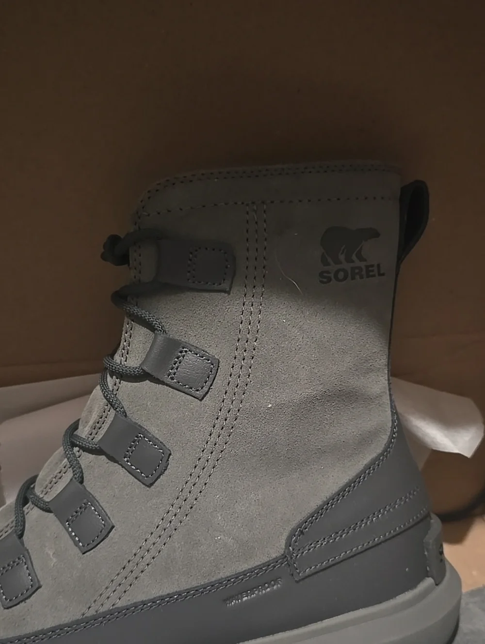 Sorel Men's Gray Lace-Up Suede Waterproof Boot